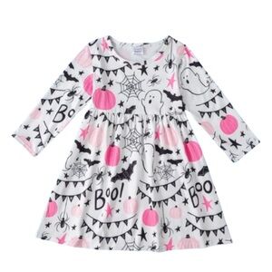 Girls' White & Pink Halloween Boo Dress NWOT